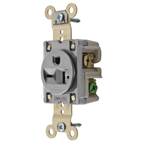 Straight Blade Receptacle, 6-20R, 20 A, 250V AC, 2 Pole, 3 Wire, Flush Mount, Grounded